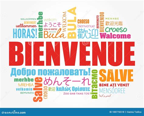 Bienvenue Welcome In French Word Cloud In Different Languages