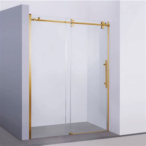 Massa 60 W X 76 H Single Sliding Frameless Shower Door Brushed Gold