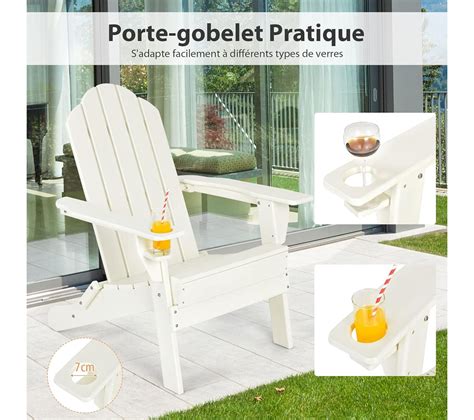 Chaise De Jardin Adirondack Pliable En Bois Poly Thyl Ne Avec Porte