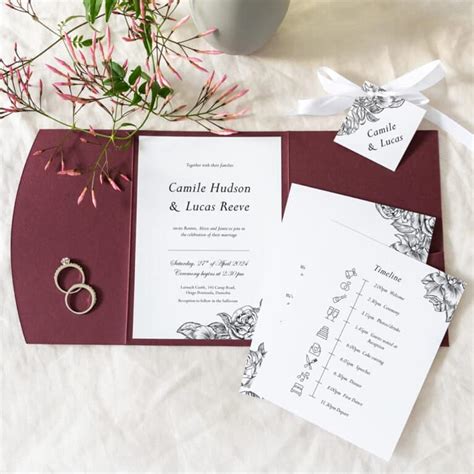 Engraved Roses Pocketfold Wedding Invitation Be My Guest Design