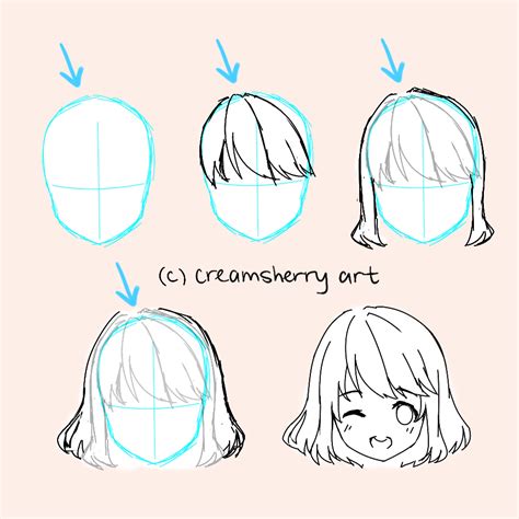 creamsherry art Esboço de cabelo Desenho de cabelo Cabelo desenho