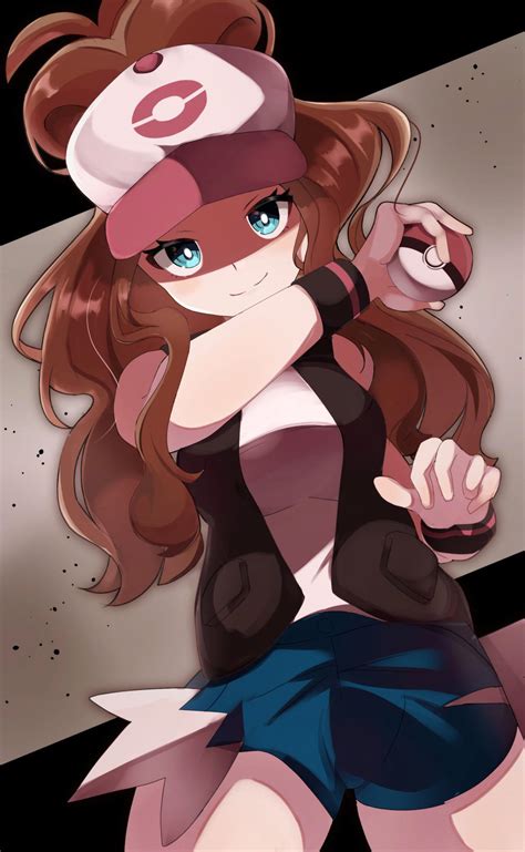 Hilda Pokémon long hair ponytail brunette solo anime anime