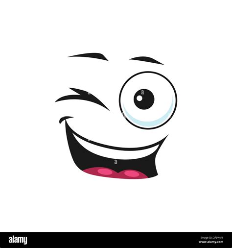 Dessin animé visage souriant vecteur emoji avec oeil de clin d œil et