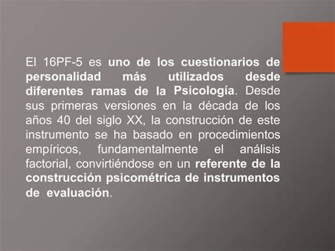 Cuestionario De La Personalidad Pf Ppt Ppt