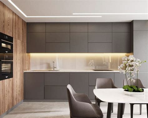 Modern Kitchen with Grey Cabinets and White Countertops