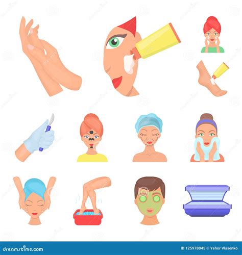 Skin Care Cartoon Icons In Set Collection For Design Face And Body