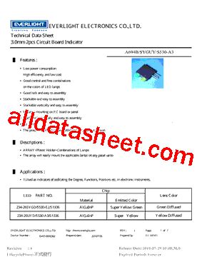 A694B SYGUY S530 A3Datasheet PDF Everlight Electronics Co Ltd