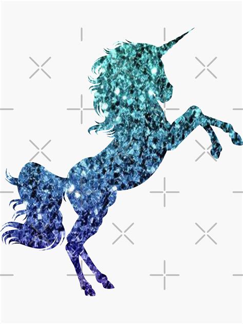 Dark Teal And Blue Ombre Faux Glitter Unicorn Sticker For Sale By Felicity K Redbubble