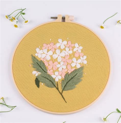 Diy Flower Embroidery Hoop Wall Art Kit Diy Embroidery Kit Beginner Modern Floral Pattern Hand