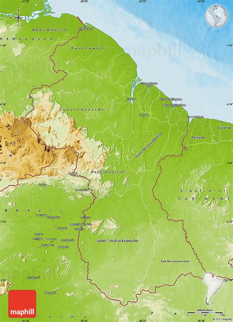 Physical Map Of Guyana Ezilon Maps Images