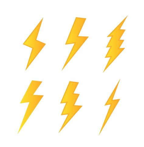 Lightning Set Lightning Bolt Thunderbolt Blitzschlag Flat Style Vector