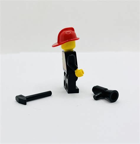 Lego Minifigure Fire Fighter With Red Fire Helmet Fireman City Ebay