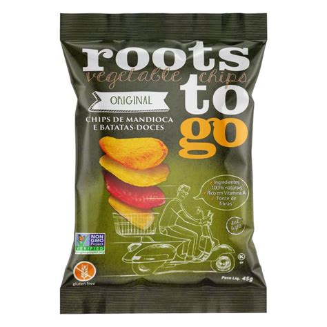 Chips De Mandioca E Batata Doce Original Roots To Go Pacote 45g