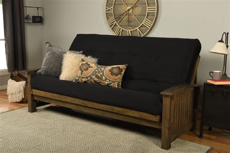 Washington Queen Wood Frame with Futon Mattress Rustic Walnut Finish – Futon World