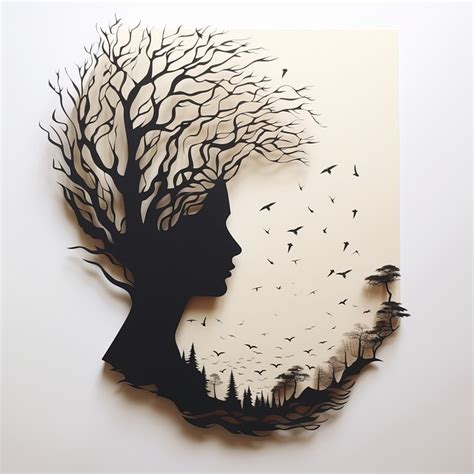 negative space art person birds royalty  stock