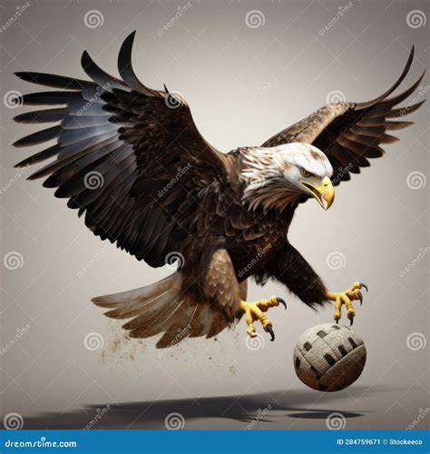 super realistic eagle chasing ball clipart stock illustration
