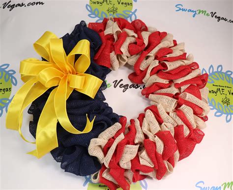 Patriotic Burlap American Flag Wreath With Yellow Bow SwayM E Vegas