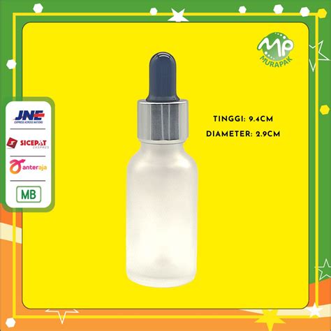 Jual BOTOL KACA PIPET 20ML FROSTED DOFF DOF RING SILVER KARET HITAM