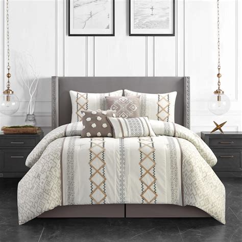 Nanshing 7 Piece Taupe California King Comforter Set In The Bedding Sets Department At