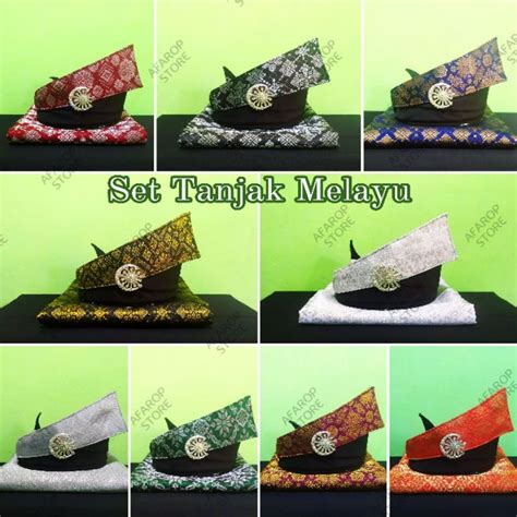 Jual Set Tanjak Melayu Premium Lengkap Kain Sampin Songket Tanjak