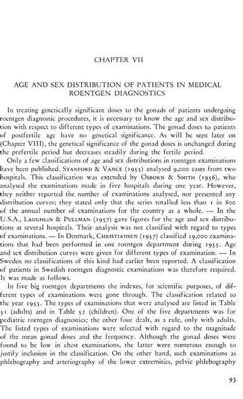 Age And Sex Distribution Of Patients In Medical Roentgen Diagnostics 1958