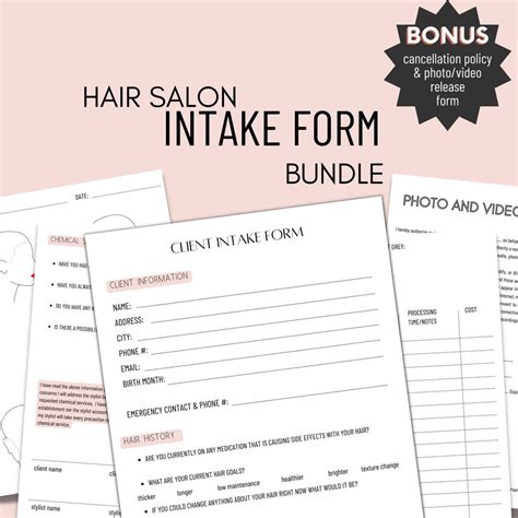 Hair Salon Client Intake Form New Client Hair Salon Form Consultation