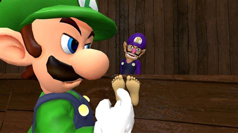 Luigi Tickling Waluigi's Feet 2 by hectorlongshot on DeviantArt