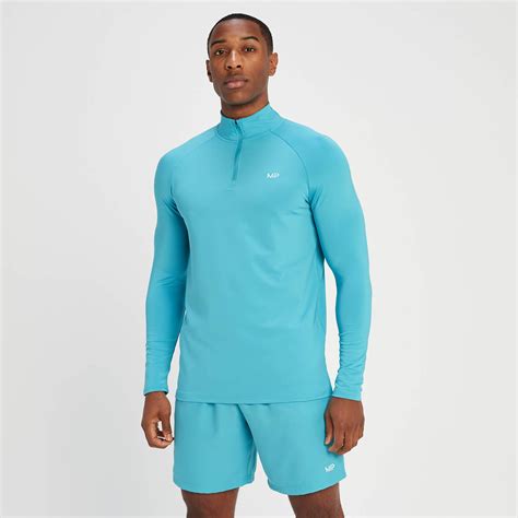 Maglia Sportiva Con Cerniera 1 4 MP Da Uomo Azzurro Acqua MYPROTEIN