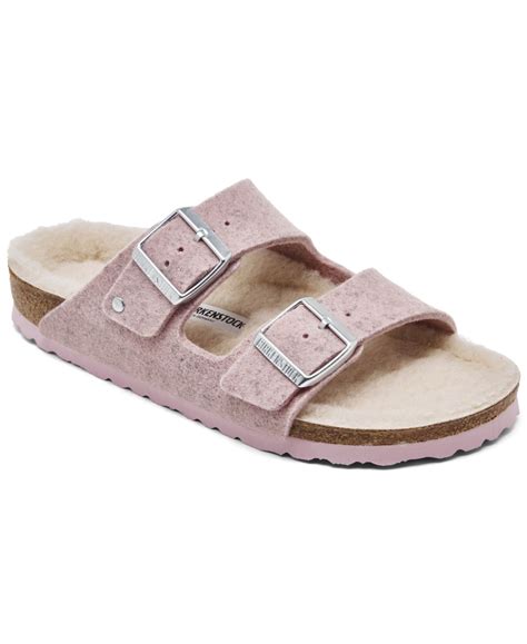 Birkenstock Women S Arizona Rivet Wool Shearling Sandals From Finish Line In Soft Pink Modesens