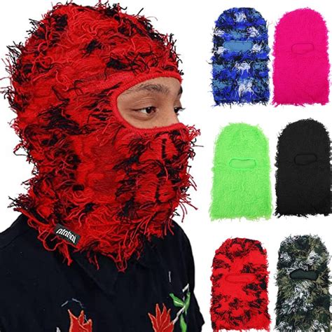 Hip Hop Balaclava Distressed Knitted Caps Full Face Ski Mask Women