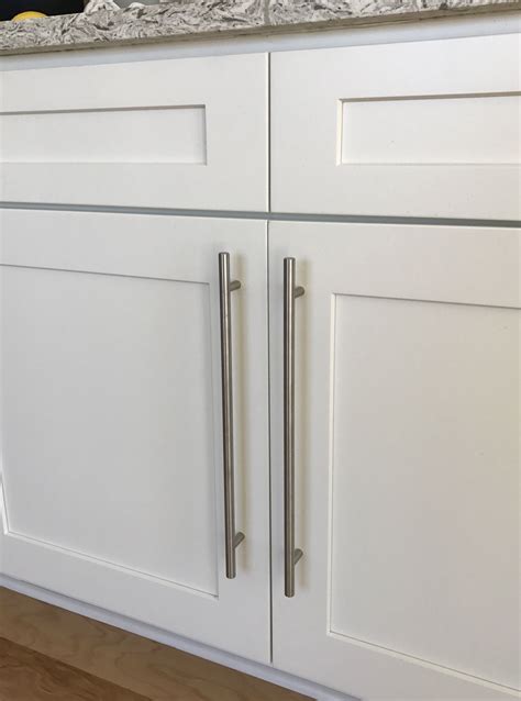 White Shaker Style Cabinets With Stainless Steel European Bar Pulls Shaker Style Kitchen