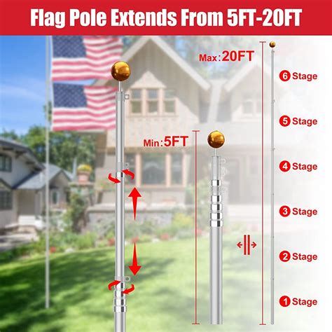 Buy Seeyang 20ft Telescoping Flag Pole Kit Heavy Duty Aluminum