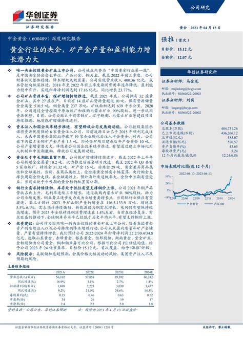 中金黄金（600489）研究报告：黄金行业的央企，矿产金产量和盈利能力增长潜力大pdf 文档下载 未来智库