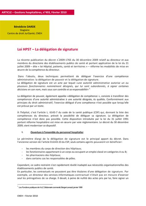 Loi HPST La délégation de signature