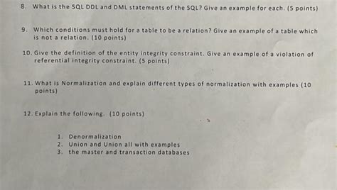 Solved What Is The Sql Ddl And Dml Statements Of The Sql Chegg