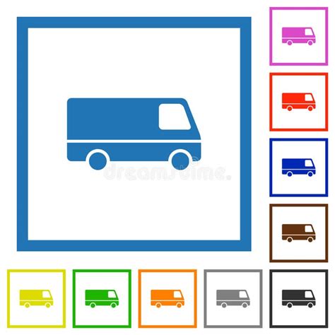 Iconos Con Marco Plano De Vista Lateral De La Camioneta Ilustración del