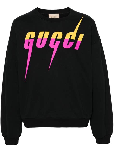 Gucci Blade Logo Print Cotton Sweatshirt Black Farfetch Uk