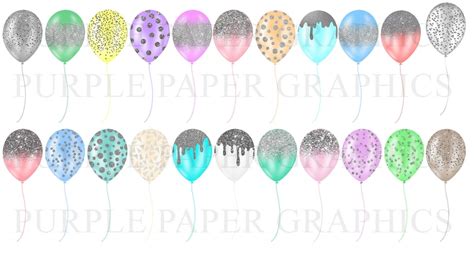 Pastel Glitter Balloons Clipart Pastels Glitter Sparkle Etsy