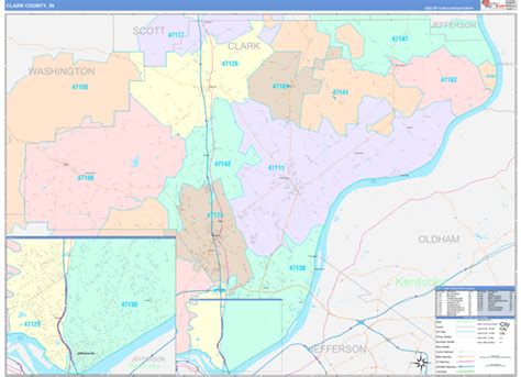 Clark County, IN Wall Map Color Cast Style by MarketMAPS - MapSales