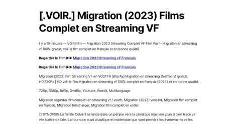 Voir Migration Films Complet En Streaming Vf