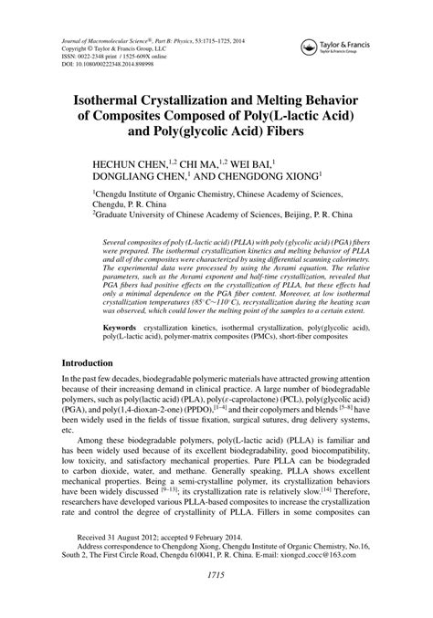 PDF Isothermal Crystallization And Melting Behavior Of Composites