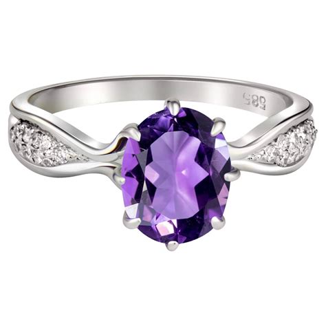 14k gold Amethyst and diamonds ring. at 1stDibs