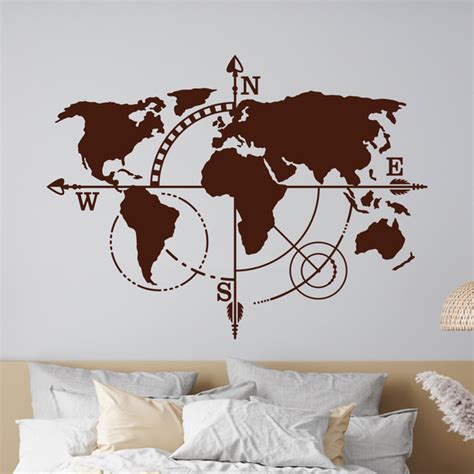 World map wall art stickers - Muraldecal.com