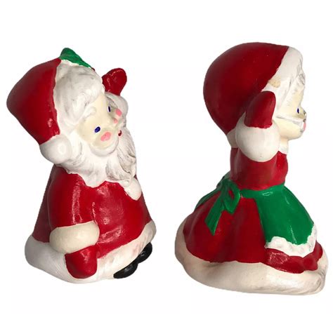 Vintage Ceramic Set Santa Mrs Claus Hand Painted Hand Painted Piece