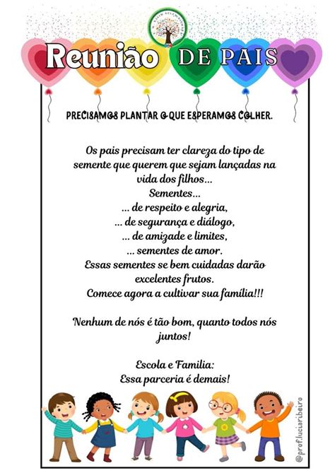 Mensagem Reuniao De Pais - Mensagem reunião de pais Precisamos plantar o que esperamos colher ...