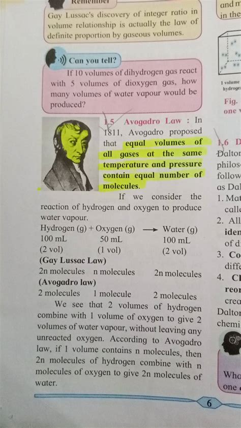 Gay Lussac S Discovery Of Integer Ratio In Volume Relationship Is Actuall