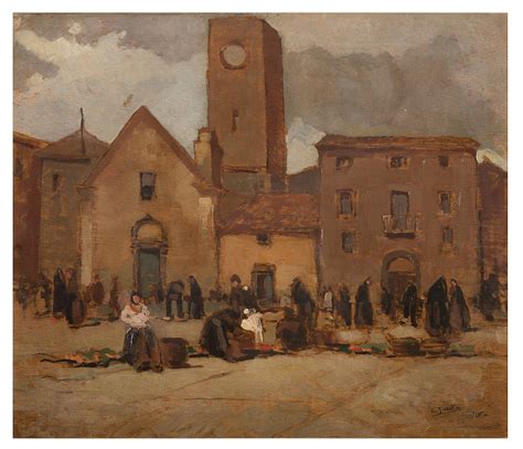 Luigi Surdi Napoli Roma Piazza Romana Olio Su