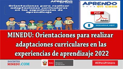 MINEDU Orientaciones Para Realizar Adaptaciones Curriculares En Las