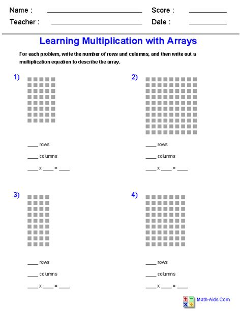 Multiplying With Arrays Worksheets Prntbl Concejomunicipaldechinu Gov Co