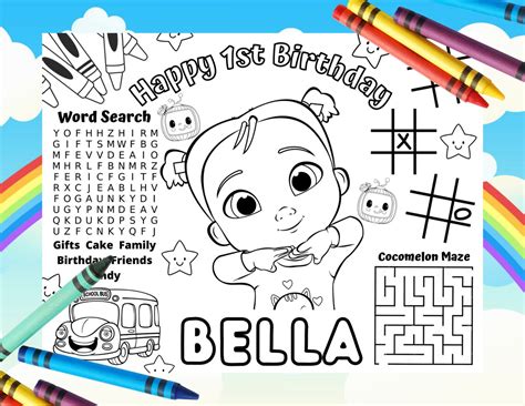 Cocomelon Activity Placemat Cocomelon Activity Sheet Cece Etsy